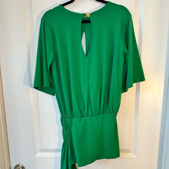 NEW Misile NYC Green Queen Of Morocco Asymmetrical Key Hole Front & Back Top, S - Picture 2 of 11